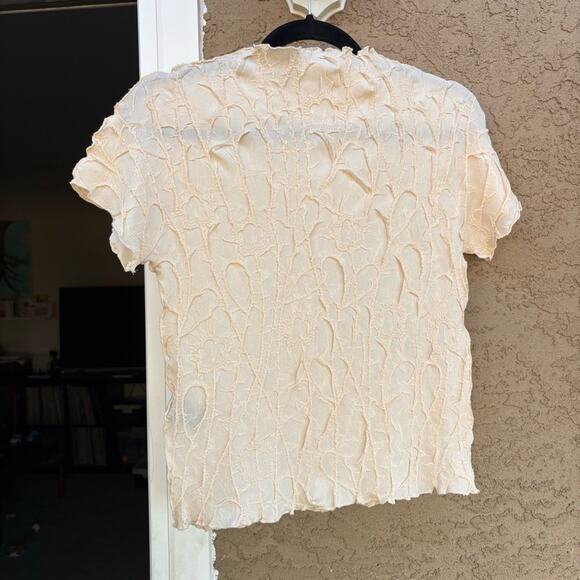 VTG Yanite Couture Textured Cream Women's Top, women's small - Picture 4 of 4